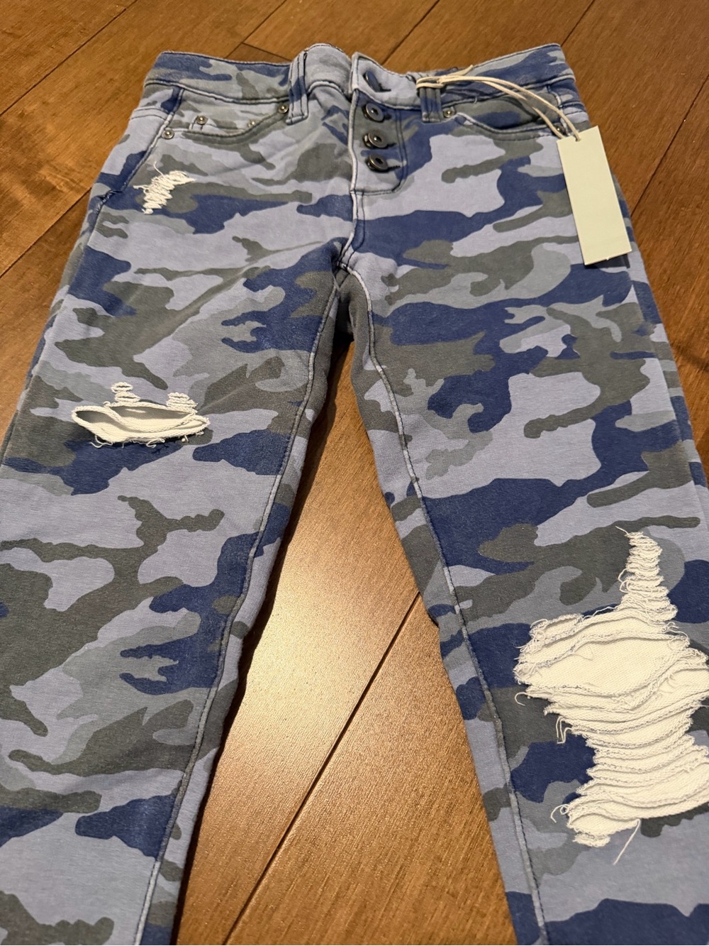 Tractr Blue Camo Distressed Skinny Jeans for Kids